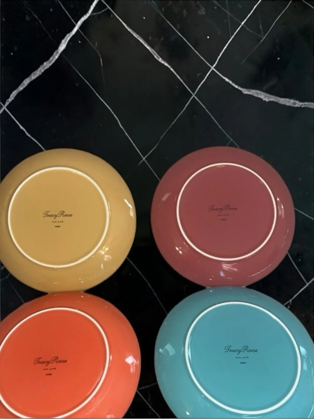 NIB Set of 8 Tracy Reese Neiman Marcus Dessert Salad Plates 18K Gold Rim 7 1/4”